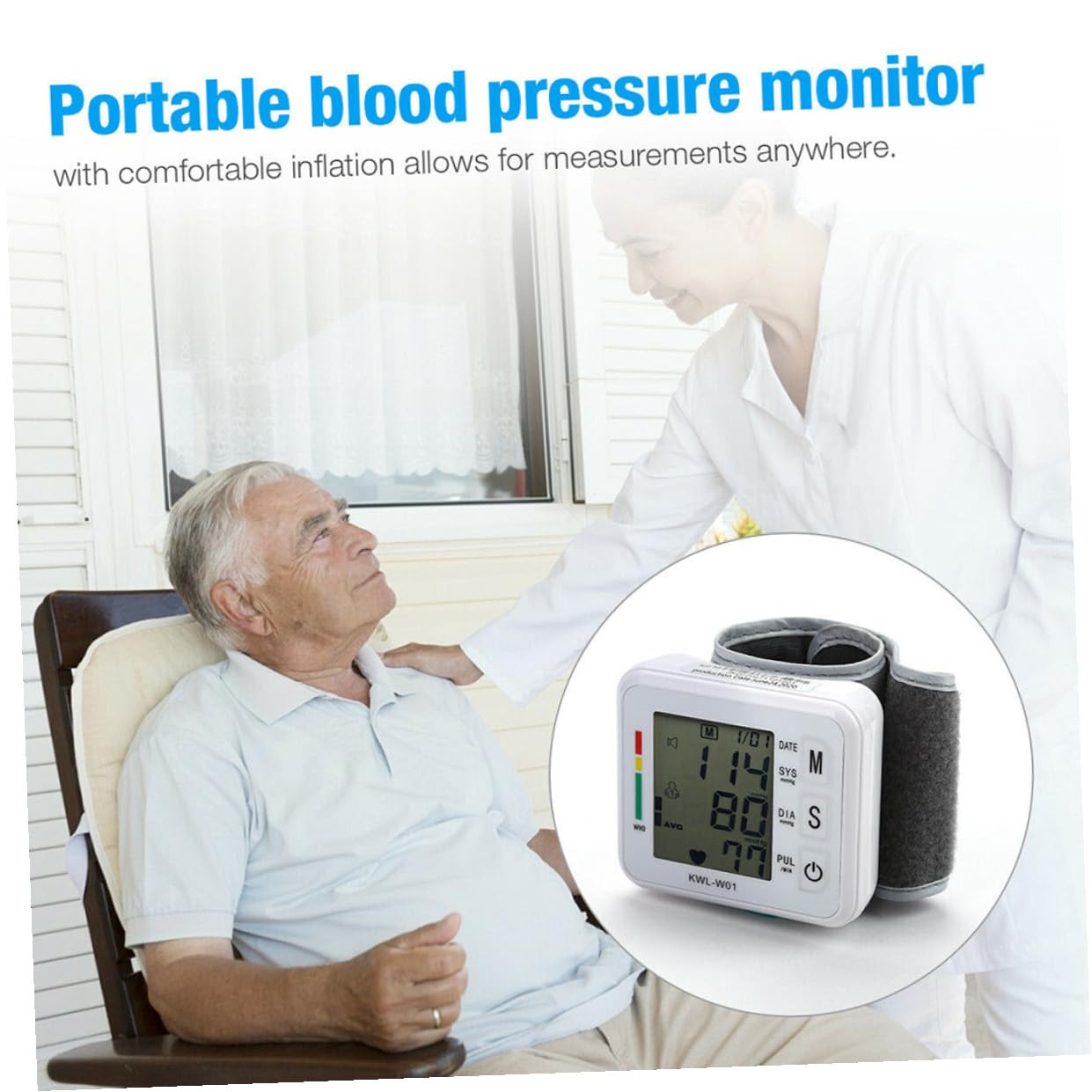 Misuratore Pressione Polso Digitale Portatile Monitor Durevole per Uso Domestico Compressione Automatica Intelligente Design Compatto e Spegnimento Automatico per Anziani e