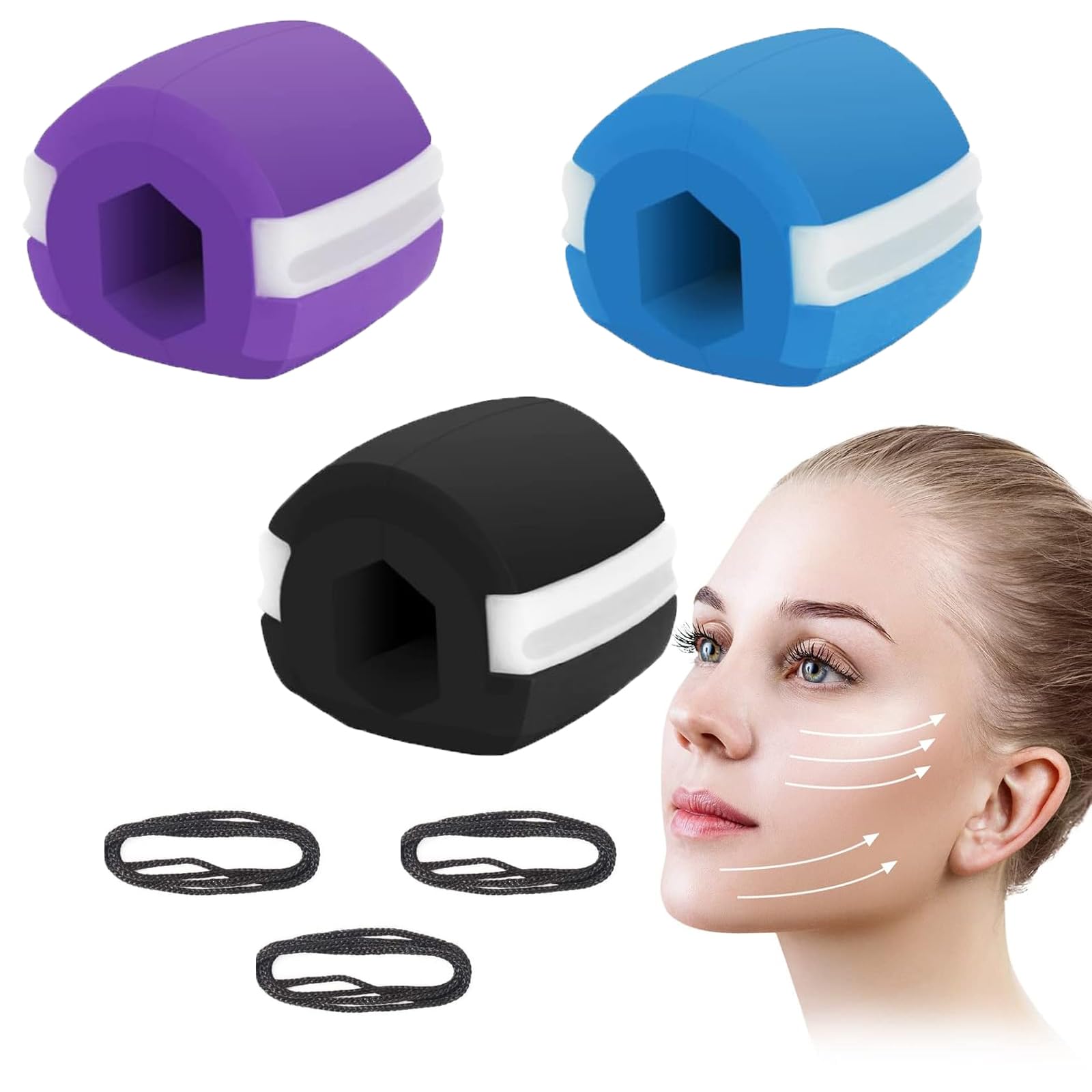bituocs Jaw Trainer, 3 Pack Exerciser for Jawline for double chin removal & Enhancing Chiselled Jawline, Jaw Trainer for Face Mouth, Face Exerciser for Men & Women Fitness Accessories Mewing
