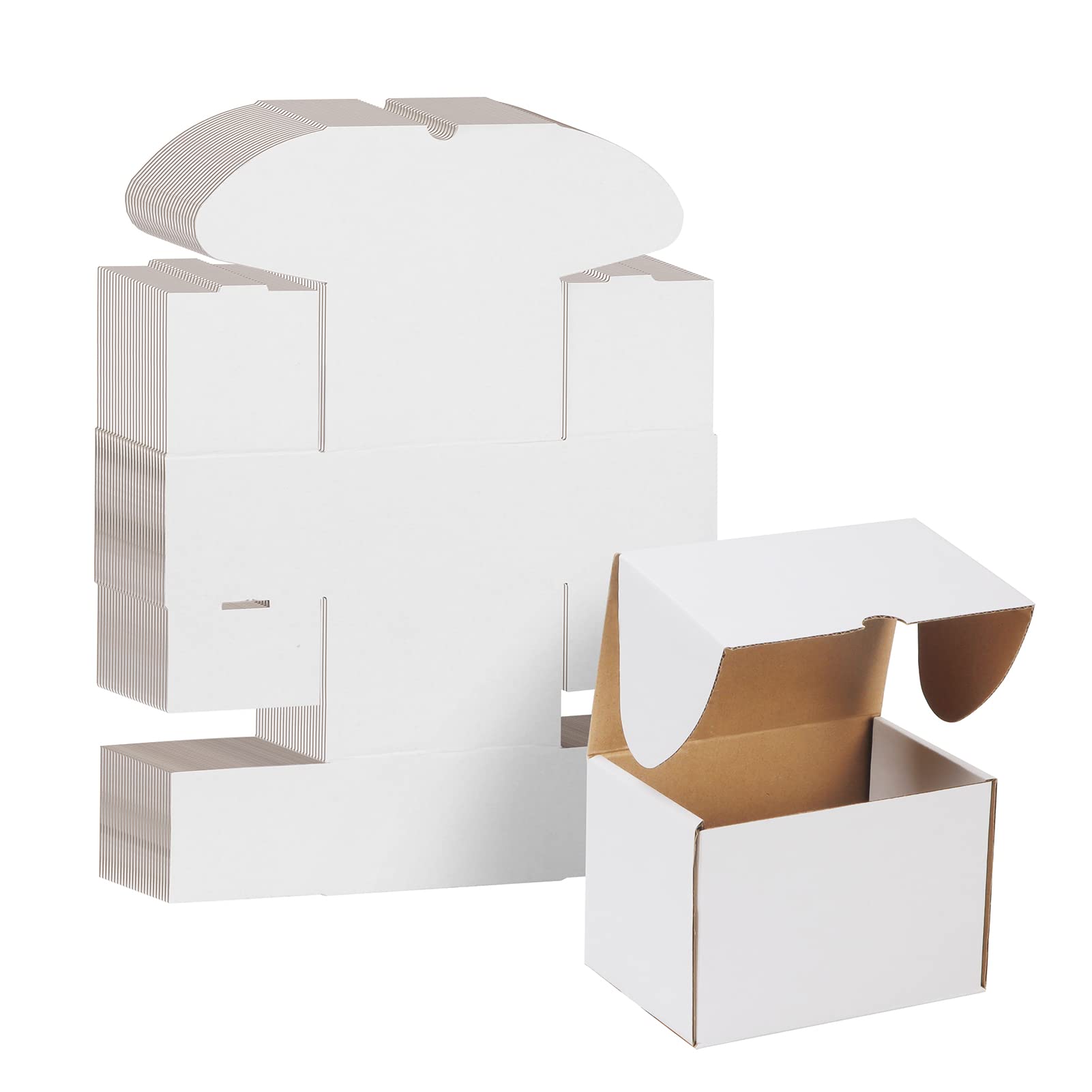 WIFTREY 6x4x4 Shipping Boxes 25 Pack for Small Business, White Small Corrugated Cardboard Boxes for Mailing, Packing, Shipping