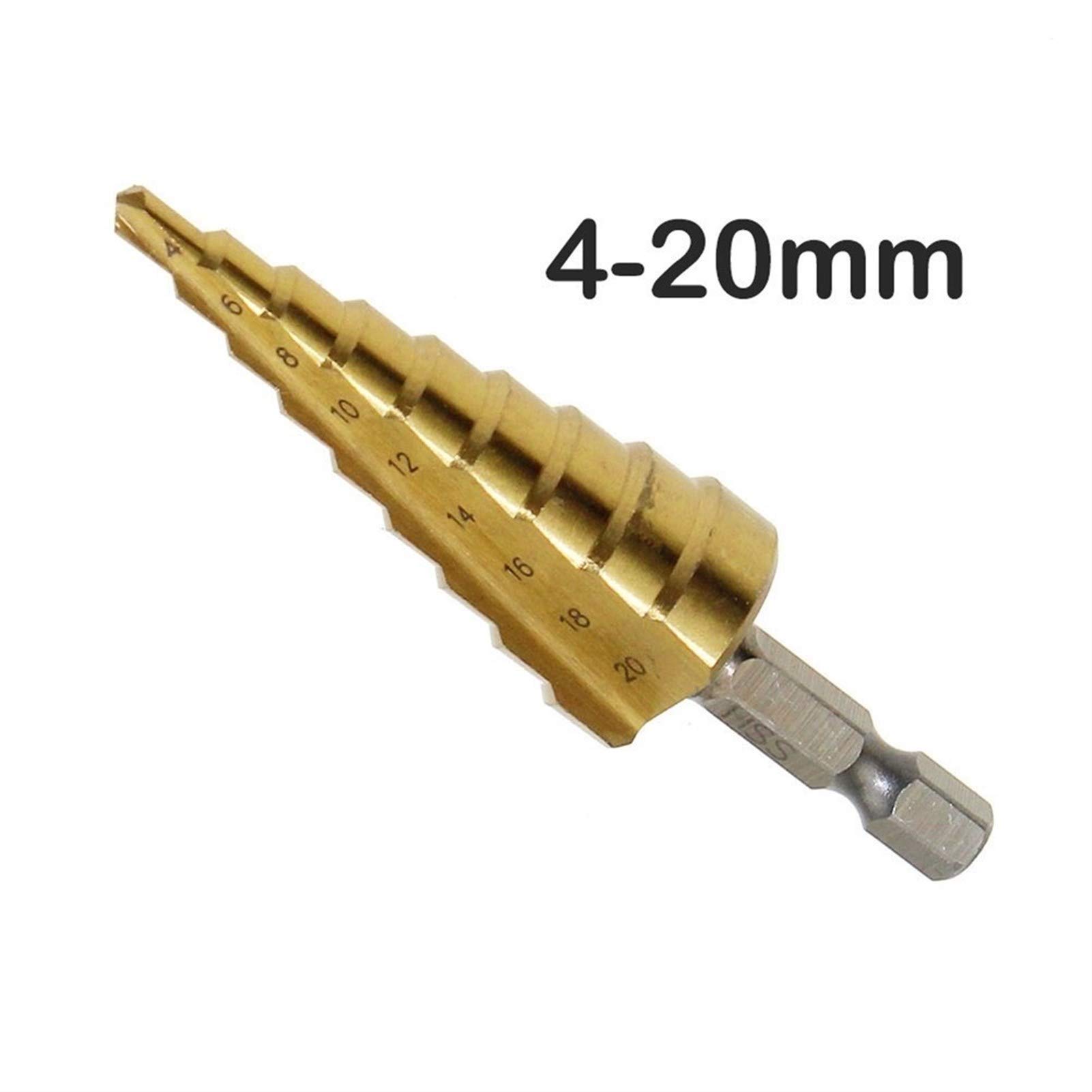 Herramientas de perforación Metal 3-12/4-12/20/32mm Broca escalonada Espiral Flauta HSS Cono de acero Titanio nitrado Mini juego de herramientas de perforación Cortador de agujeros Todo nuev