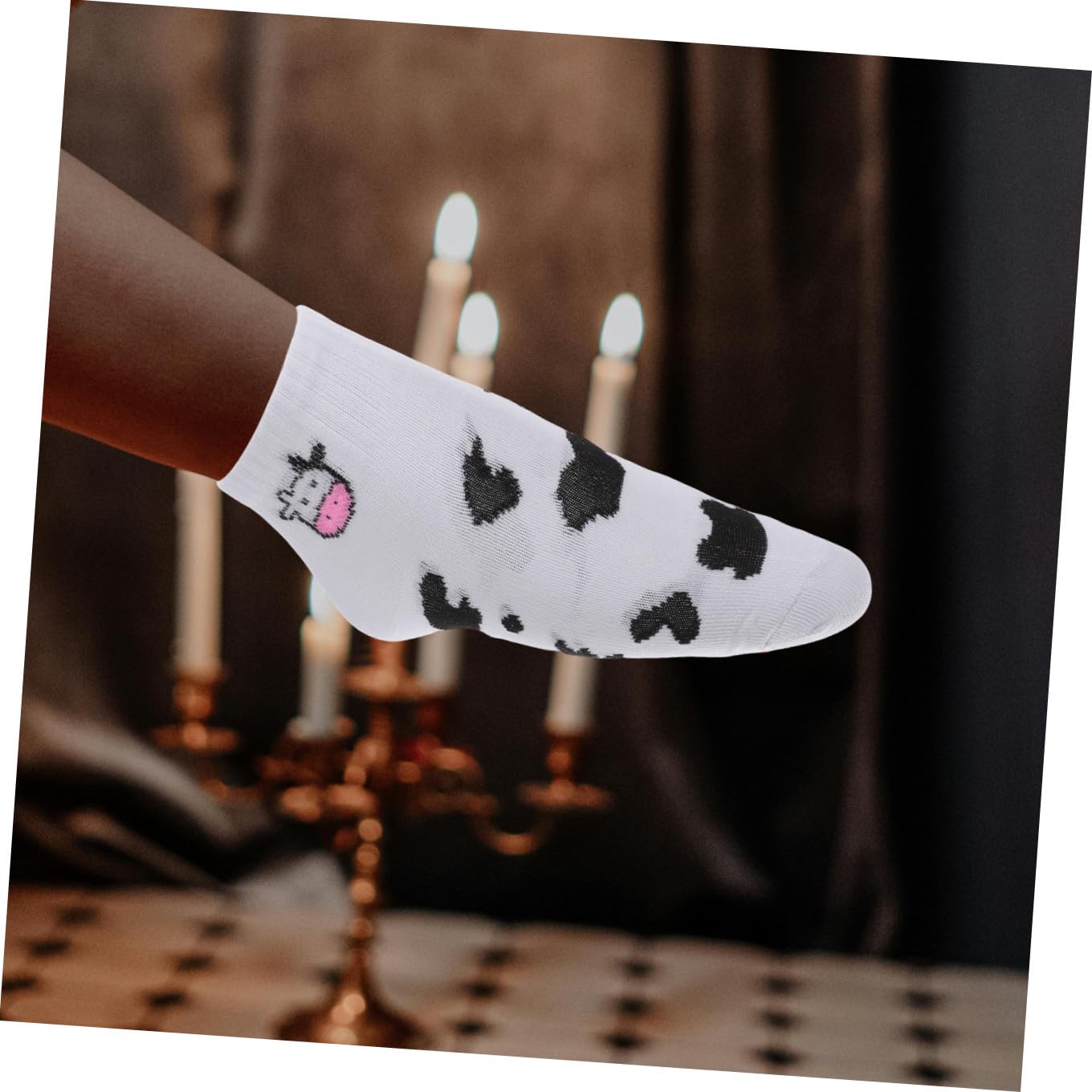 Garneck Calcetines de Vaca de Algodón 5 Pares Negros y Blancos, Corte | Fiesta Verano, Calcetines Cortos para Mujer, Calcetines Novedosos para Mujer, Calcetknes Edtampado Vaca