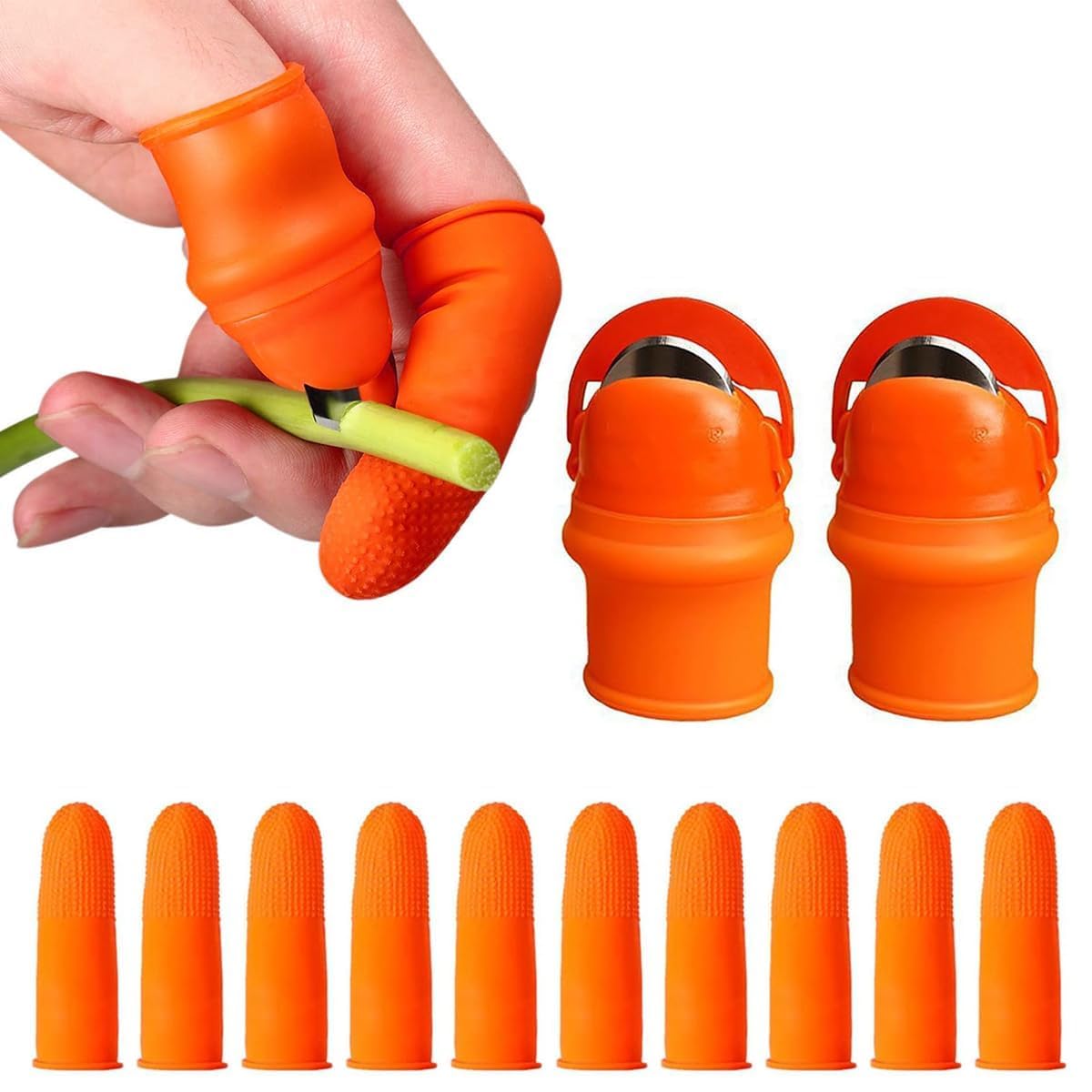 2 Pcs Stainless Steel Thumb Cutter with 10 Pcs Silicone Finger Protectors – Mini Gardening Cutter for Plant Harvesting, Picking & Trimming Tool Set-picture-25