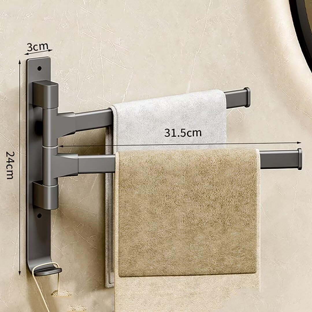 Barre Serviette Porte-serviettes Autocollant Sans Perçage - En Acier Inoxydable - Rotation à 180 ° - Avec Bras Pivotant à 2 Bras - Pour Salle De Bain, Cuisine | Leroy Merlin Barre Porte Serviette