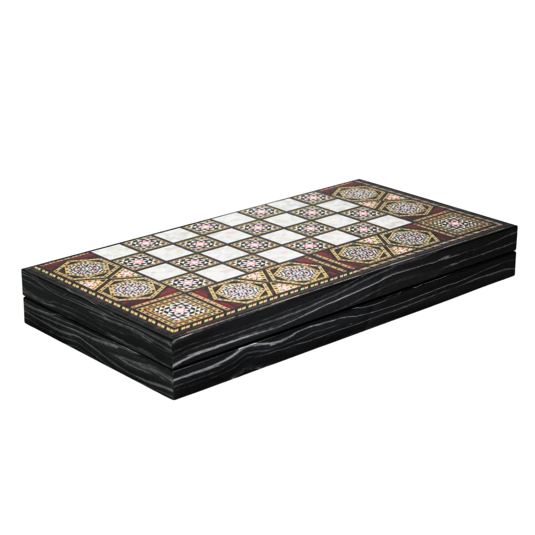 Juego de backgammon de madera con diseño de madreperla de 50,8 cm