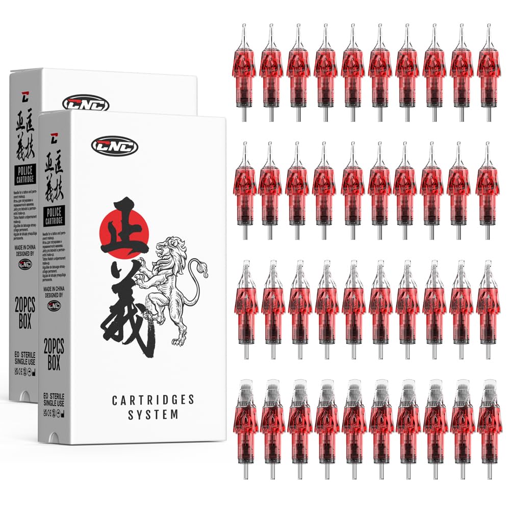 CNC Cartuchos de Tatuaje Aguja para Tatuar #10 Modelo Mezclado RL (7RM 9RM 11RM 15RM) Tattoo Cartridge Needles Bugpin 0.3mm Estándar Desechable con Membrana Curved/Round Magnum EN04X-40KIT-LL