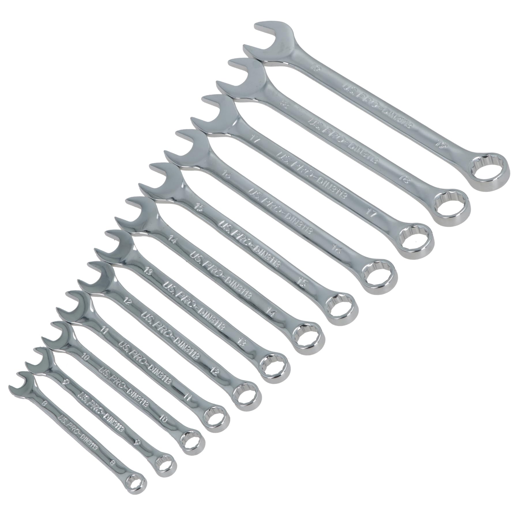 AB Tools Zestaw Kluczy, Układ Metryczny Klucz Pierścieniowy Otwarty 8mm – 19mm 12 szt