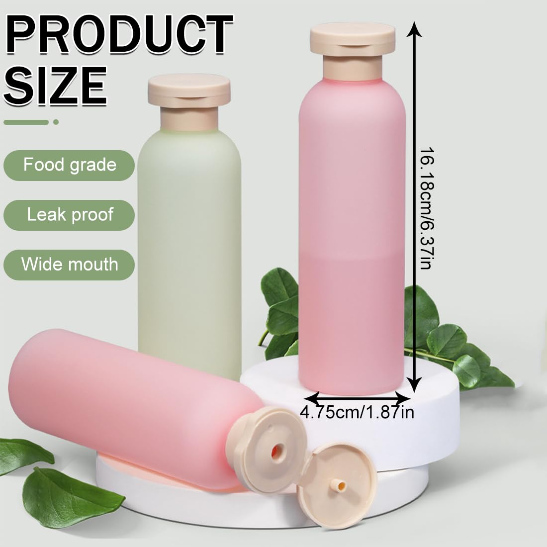 Bottiglie per Shampoo, 4 pezzi, Bottiglie da spremere,confezione contenitori vuoti da 260 ml, Flaconi da Viaggio Ricaricabili, Idéal pour Shampoing, Gel Douche, Crème, Lotions