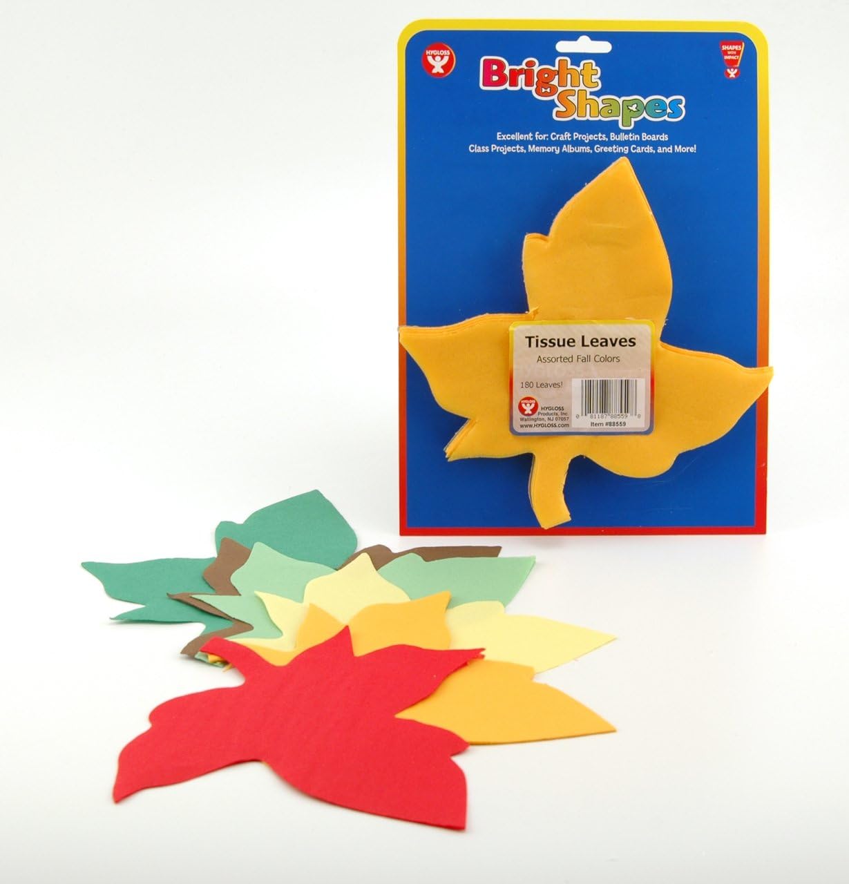 Hygloss Products Tissue Shapes - 180 Ct., 6.5" Leaves in Fall Colors,Assorted