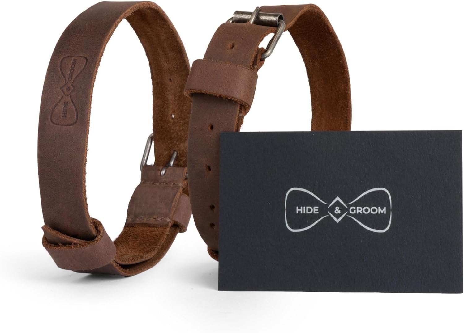 Hide & Groom, Set of 2 Sleeve Garters for Men, Adjustable Straps for Arm Shirt, Anti-Slip Armbands, Full Grain Leather