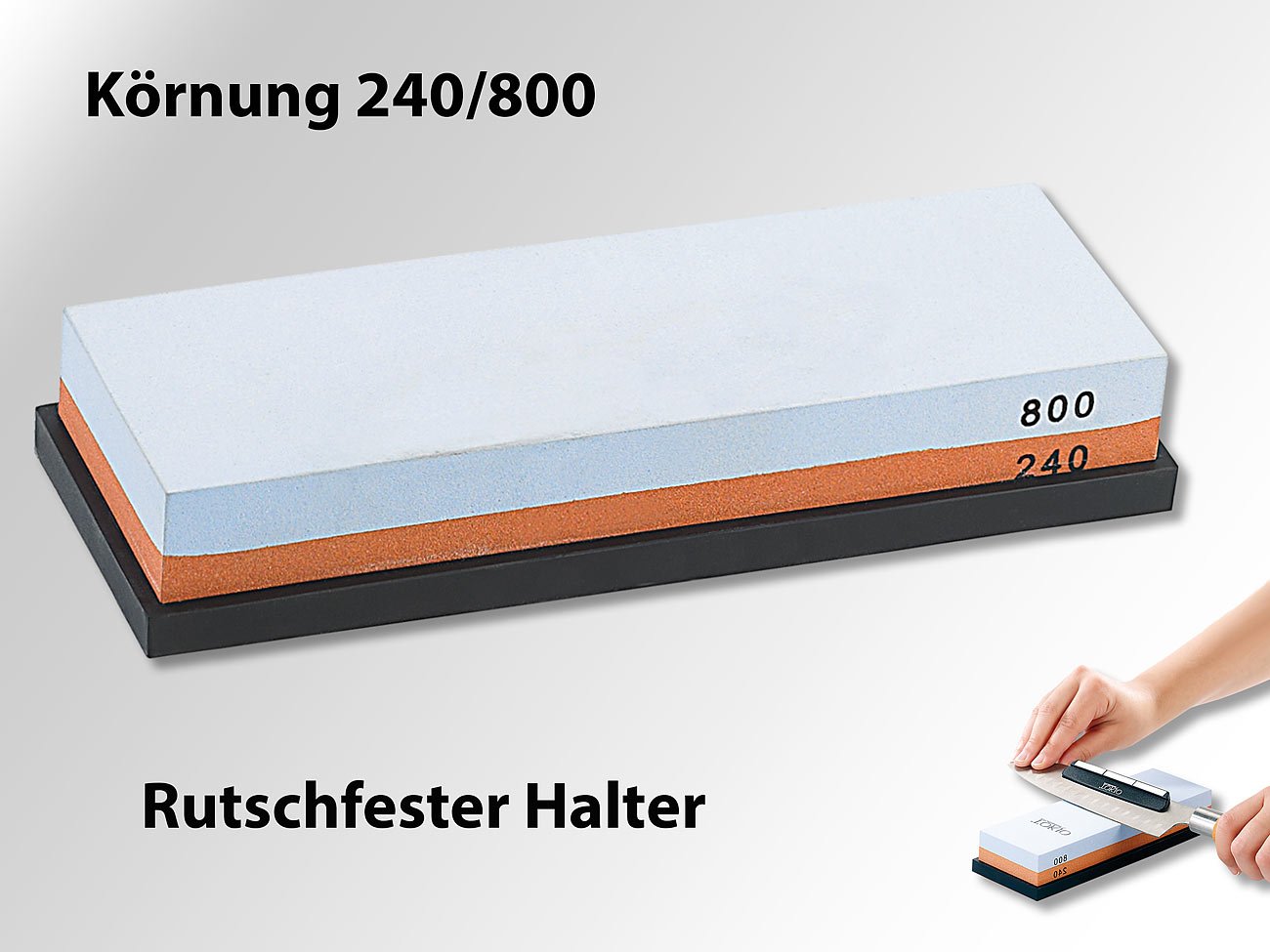 Klingen-Schleifer: 4er-Set Doppel-Wasser-Schleifsteine mit Haltern, Körnung 240-8000 (Messer Schleif Set, Japanische Messer Schleifen)