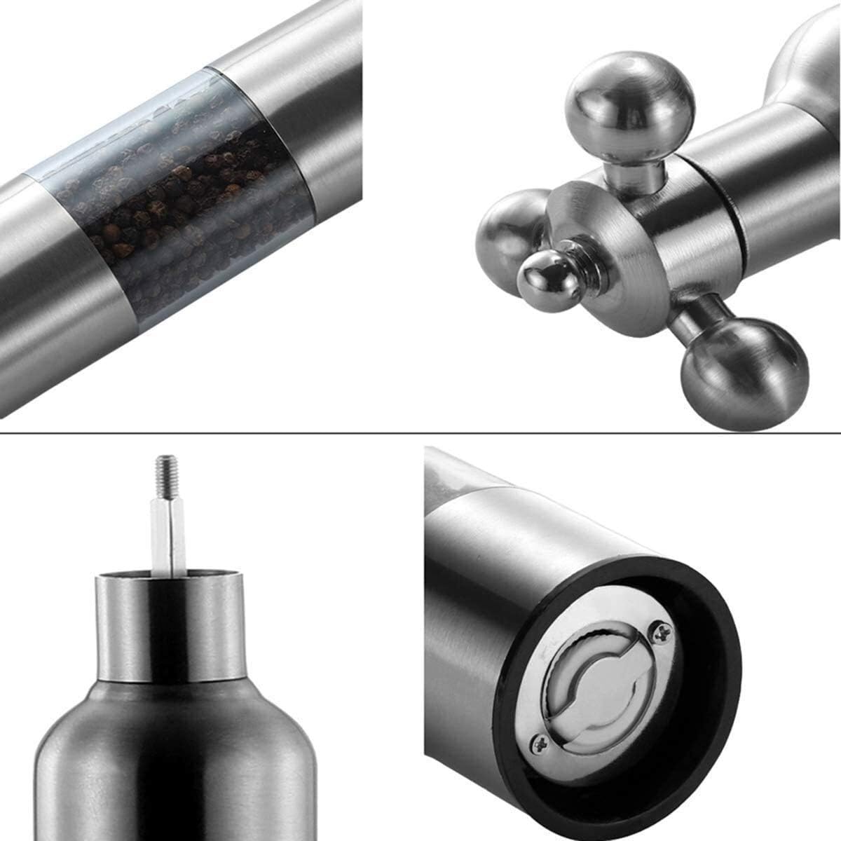 Salt and Pepper Grinder Set Pepper Grinder Refill Pepper and Salt Grinder, Manual Salt Pepper Mill and Stainless Steel Housing, Kitchen Pepper Salt Shaker with Adjustable Fineness Setting and Acrylic