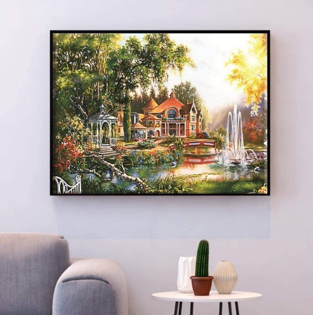 NA/ Kit Schema Punto Croce Set Ricamo arazzo Paesaggio Rurale Set Ricamo Punto Croce 40x50cm Compreso Filo di Cotone multifilo [] Bordado con aguja 5D HD cod 071