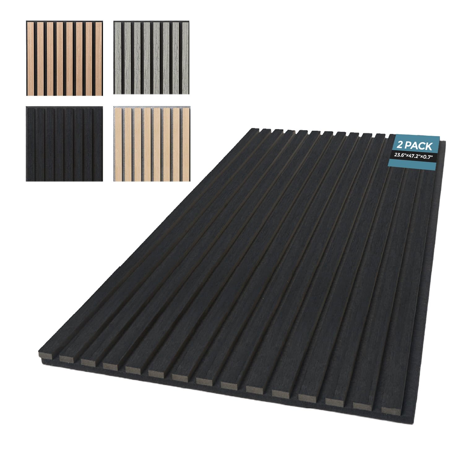 AKUMAX 0.7 in Thick Wood Slat Acoustic Wall Panels, 2-Pack, Black Oak