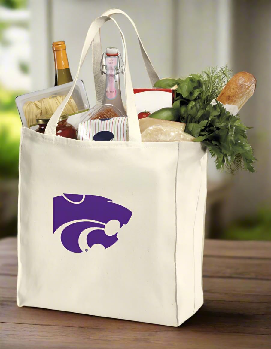 Broad Bay Reusable Kansas State Shopping Bags or K-State Grocery Bag 2Pc SET NATURAL COTTON