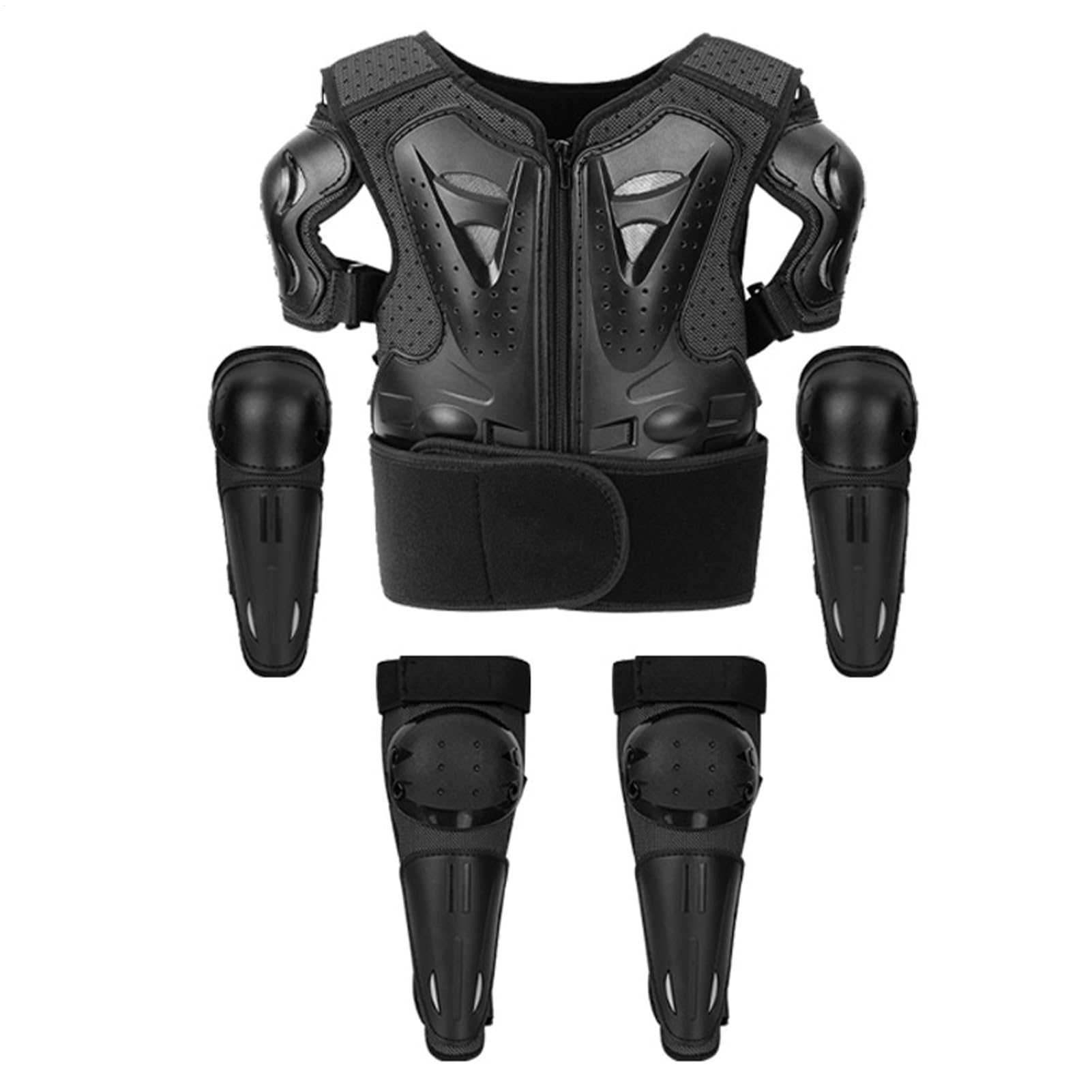 Juego de 5 Protectores de Pecho para Motocicleta con Rodilleras | coderas, protectores de pecho ajustables para niños de 5 a 12 años, motocross, ciclismo, todoterreno, deportes al aire libre