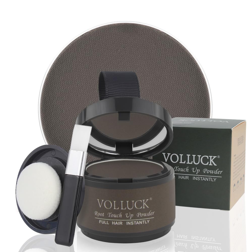 Sponsored Ad - VOLLUCK Root Touch up Powder, Instant Hairline Powder for Thinning Areas and Gray Hair Coverage, Natural and Non-greasy Root Cover up for Women and Men (Medium Brown, 0.14 Ounce)