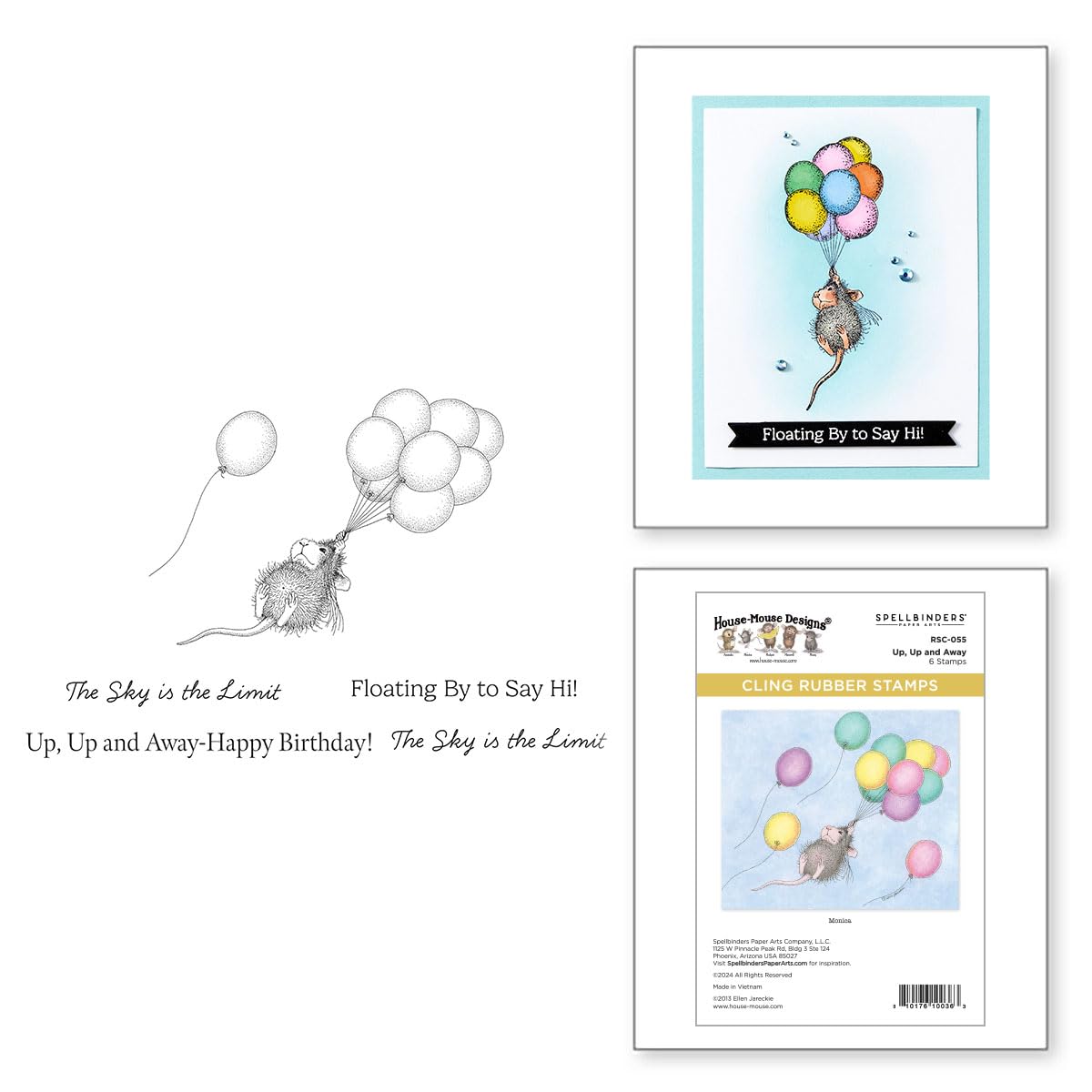 Spellbinders Up, Up and Away Cling Rubber Stamp Set from The House-Mouse Rare Bloom Collection