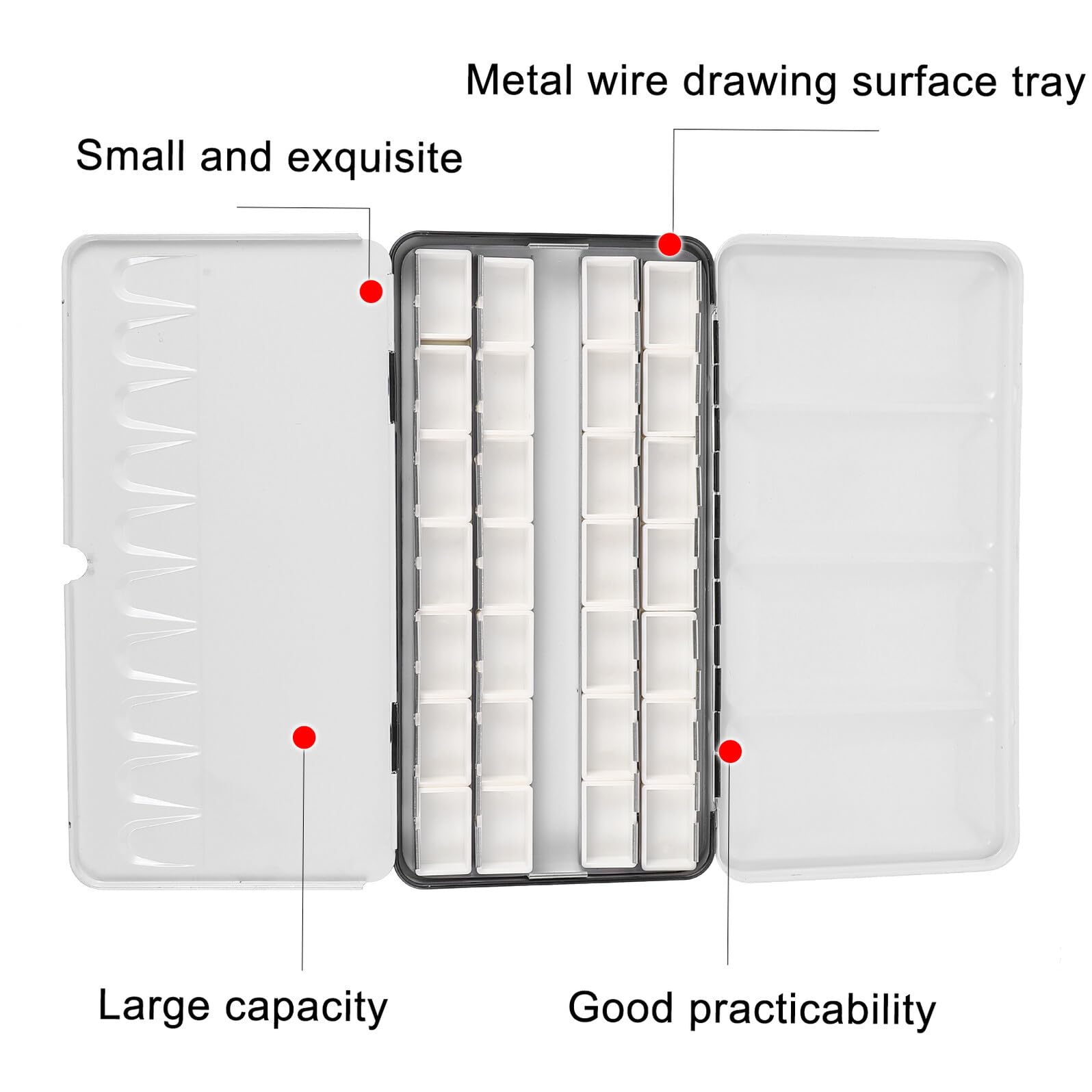 ABOOFAN Boîte Métal Vide pour Aquarelle Capacité Importante Compartiments Rangement Compact et Portable pour Peinture Étui Robuste Métal Noir pour Artistes