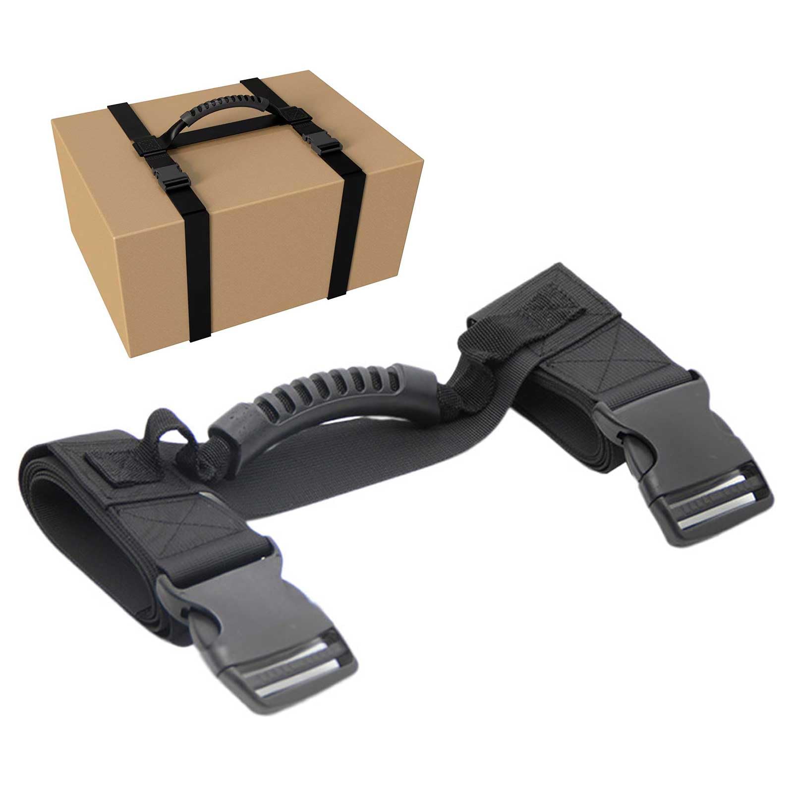 Cinghia per il trasporto di scatole con maniglia, cinghia in nylon nera in stile H per il sollevamento facile, cinghie di aiuto per il trasporto di scatole, bagagli, generi alimentari (L)