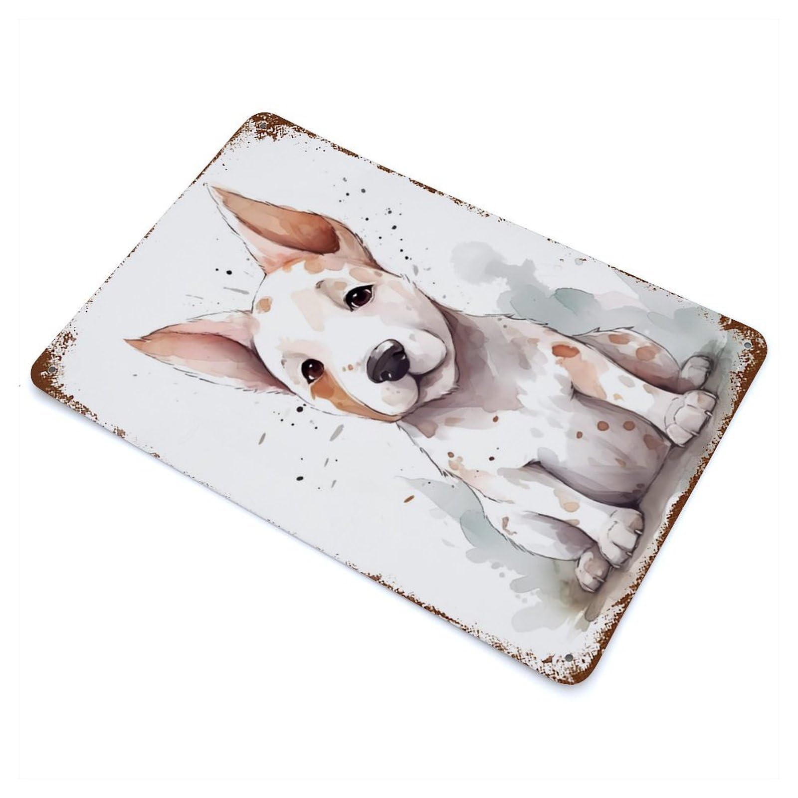Bull Terrier Cute Decorative Tin Sign 11.8"x7.9", Retro Wall Decor for Living Room, Hallway And Home Decor