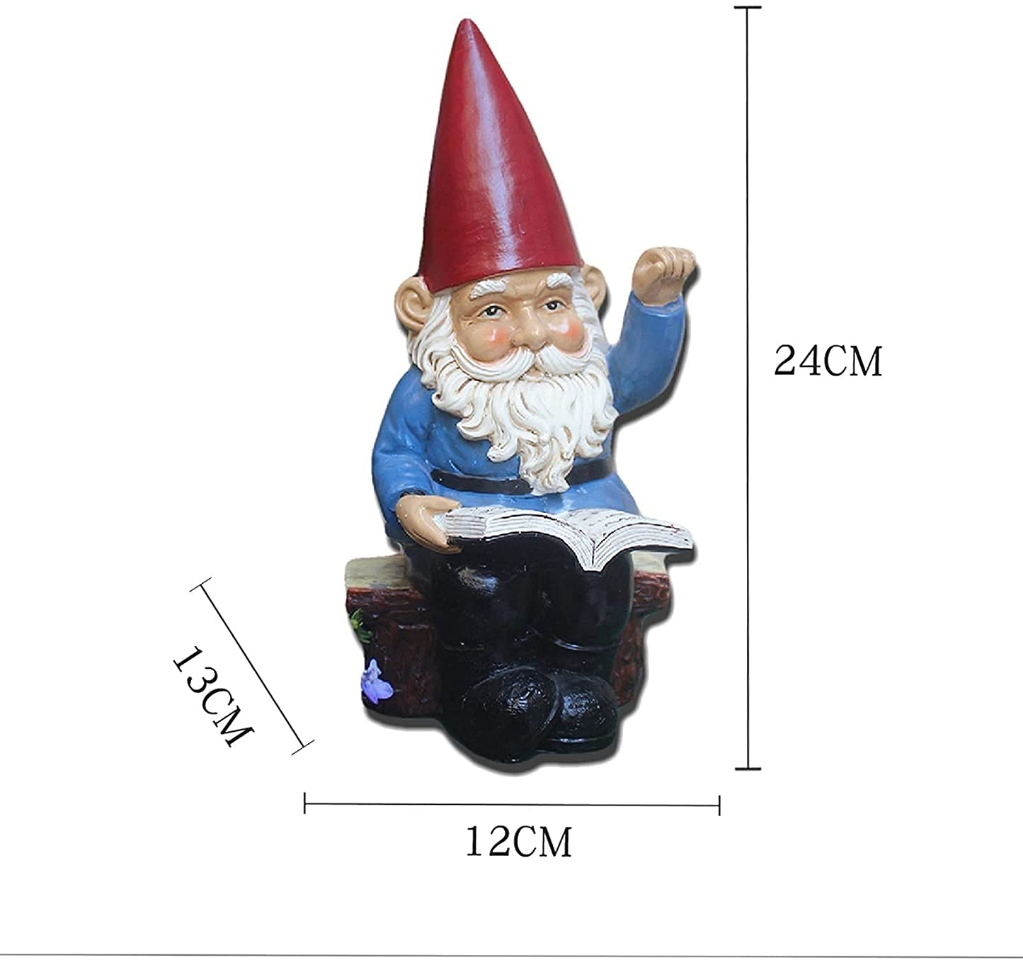 Czytanie skrzat na zewnątrz ogród na podwórko, ozdoba ogrodowa z żywicy, dekoracja tarasu na zewnątrz, wysokość 24 cm