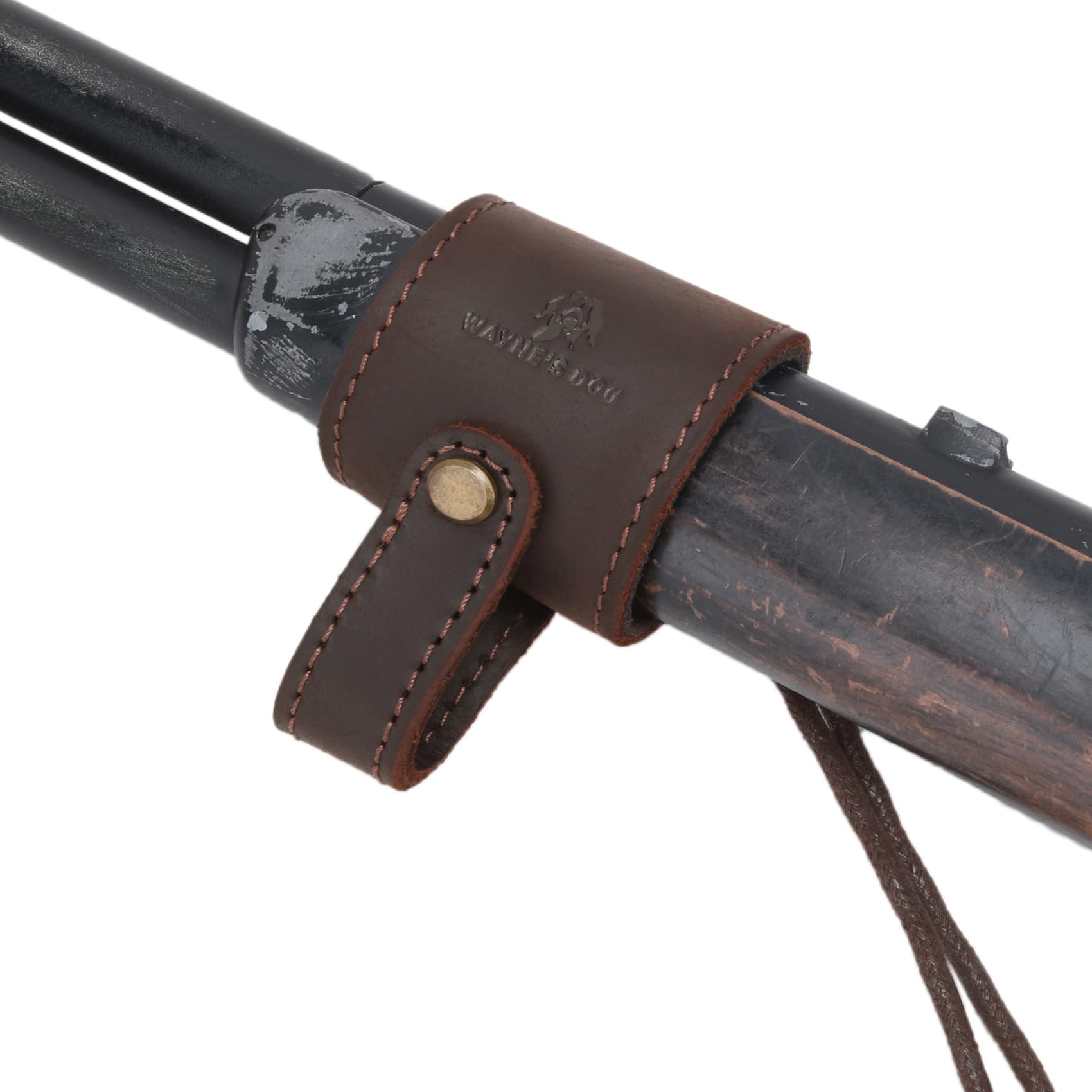 Tas Trost Leather Anti-Slip Gun Sling Loop Adapter No Drill Barrel Mount Holster for Rifle, Shotgun (Coffee)