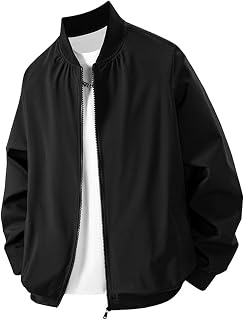 Men Fall Casual Bomber Jacket Slim Fit Lightweight Windbreaker Softshell Flight Jacket Varsity Coat Stylish Outwear