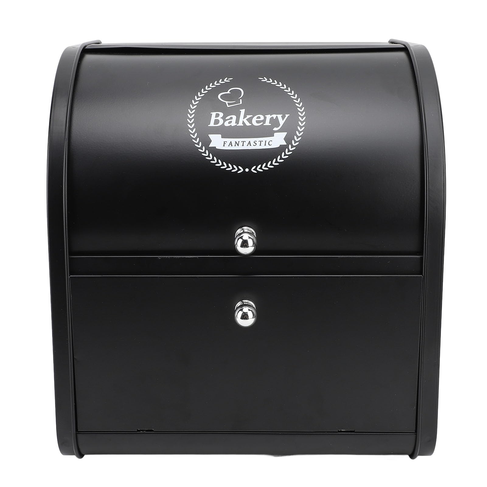 Caja de Pan de Metal, Caja de Pan de Doble Capa de Gran Capacidad Elegante para Sala de Estar para Pasillo (Flip Top Doble Capa Negro)