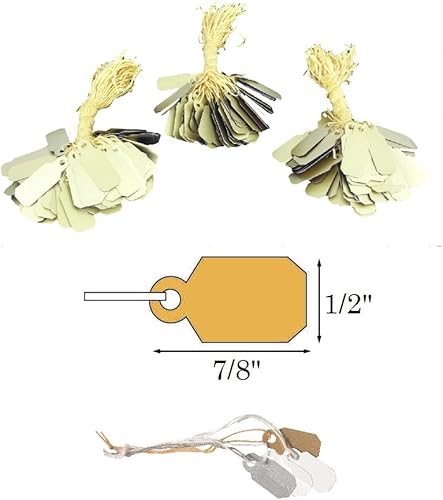 300 etiquetas de precio de cadena de oro, etiquetas de exhibición de venta de anillos de joyería, 12 "x 78" (0.472 x 0.906 in)