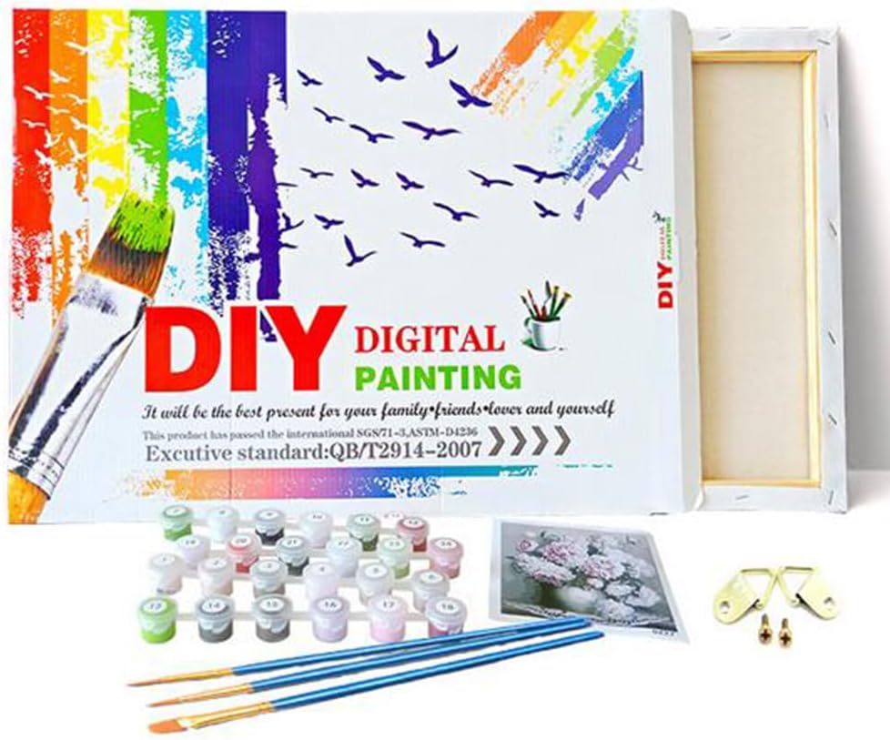 CaptainCrafts Paint by Numbers Kits Tree Paint by Number for Adults with Frame Canvas 16x20 INCH DIY Oil Painting House Decor Happy Tree (with Frame)