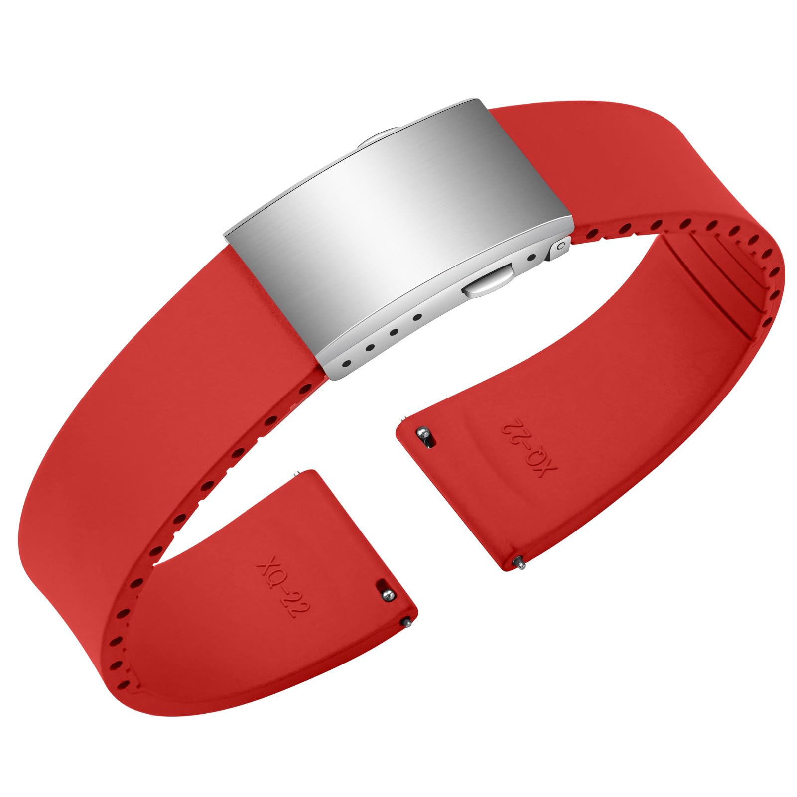 ULLCHRO Uhrenarmband aus Fluorkautschuk, FKM Kautschuk Armband mit Schnellverschluss, Edelstahl Faltschließe, Bandbreite 18mm 19mm 20mm 21mm 22mm