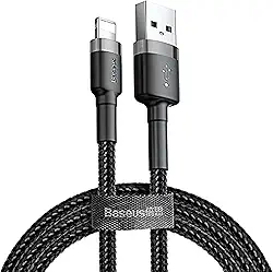 Cabo de carregamento e cabo de transferência de dados da série Baseus Cafule, USB-A e Lightning 1.5 A, 2 Meter, cinza - preto