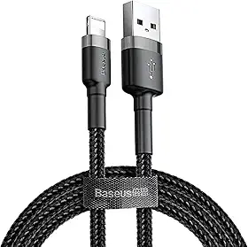 Cabo de carregamento e cabo de transferência de dados da série Baseus Cafule, USB-A e Lightning 1.5 A, 2 Meter, cinza - preto