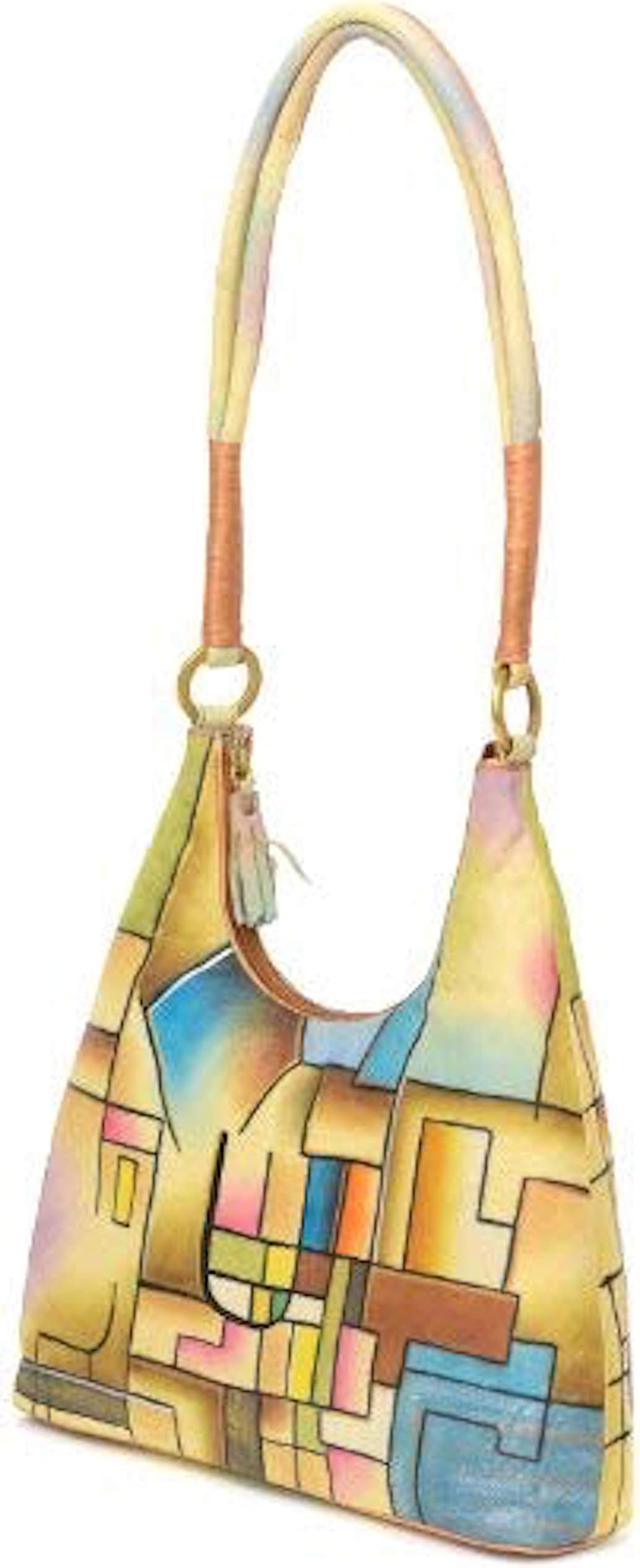 SELINA Genuine Nappa Leather Hand-painted Hobo Shoulder Bag