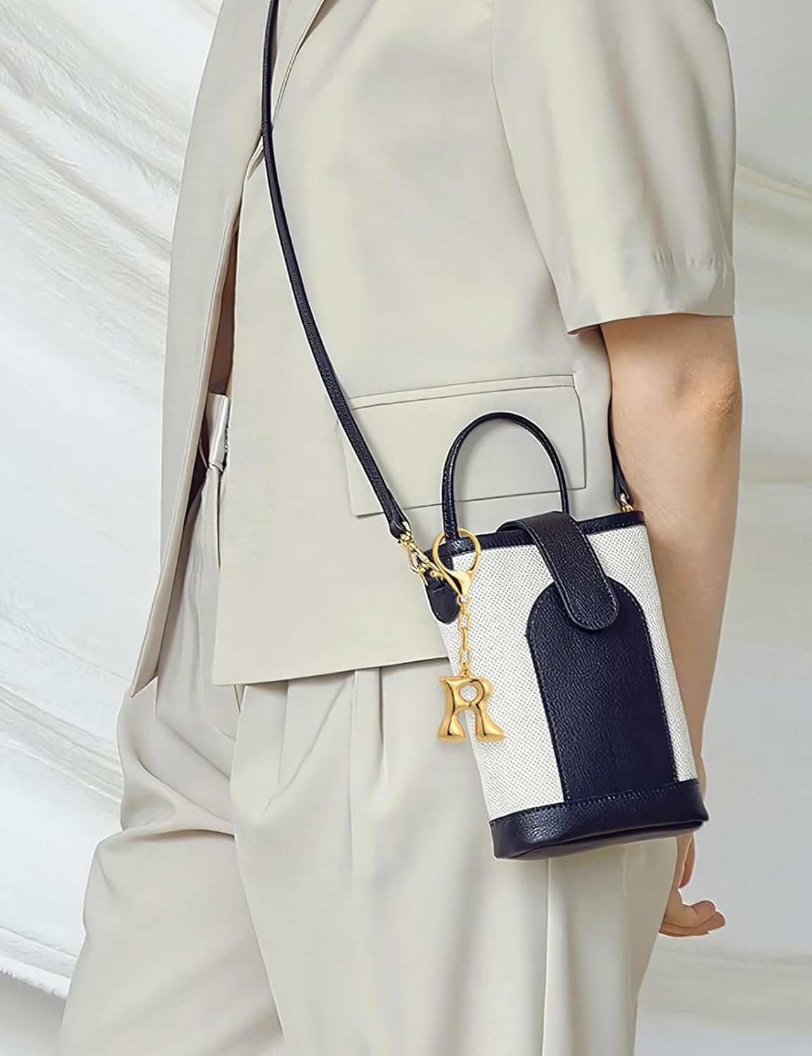 WOWORAMA Initial Letter Keychain for Women Chunky Gold Bubble Letter Bag Charm Purse Charm Personalized Keyrings Accessories - Image 5