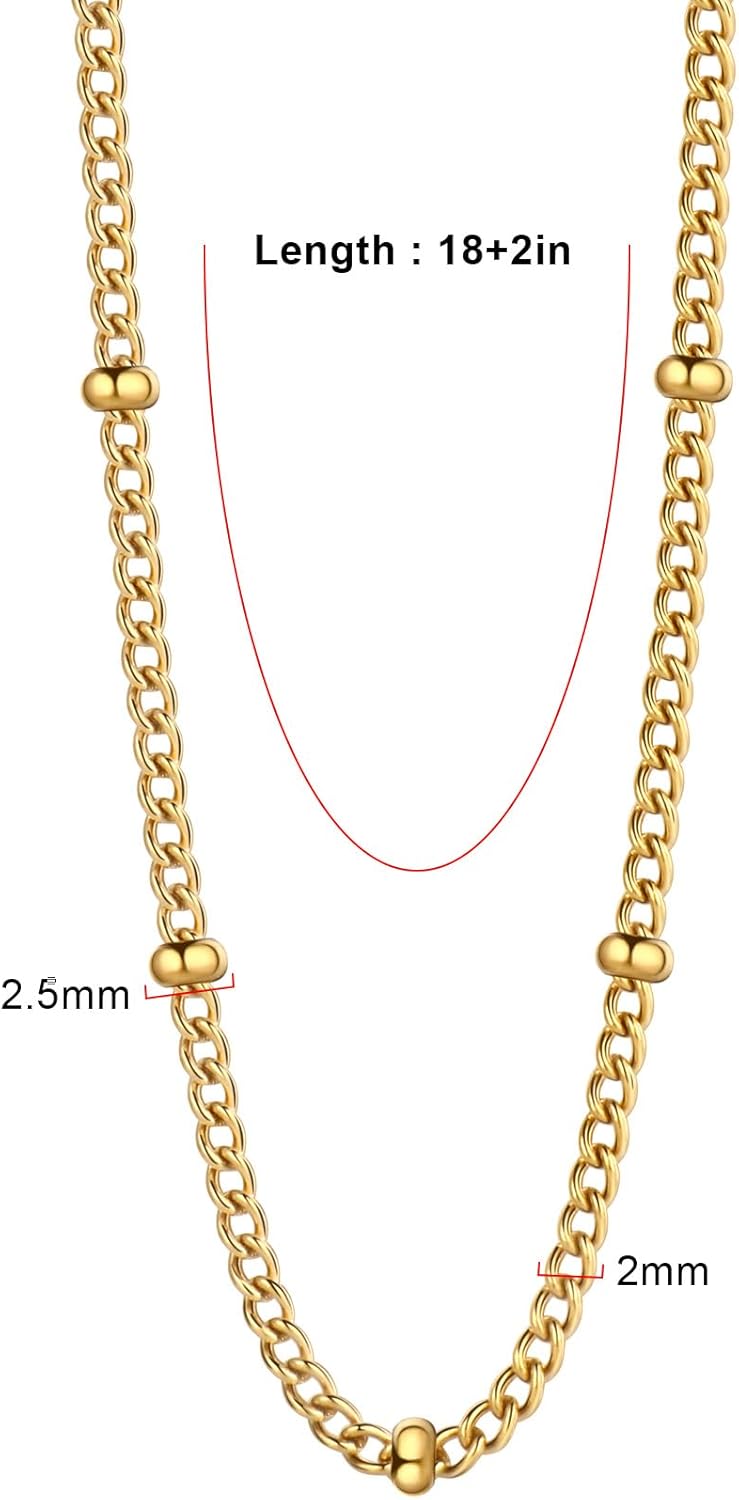 24PCS Gold Curb Satellite Necklace for Jewelry Making 2MM 18k Gold Plated Stainless Steel Curb Link Chains Bulk for DIY Necklace - Image 3