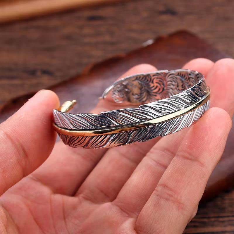 Vintage Feather Cuff Bracelet For Men Women Adjustable Retro Luck Feather Bracelets Gift Jewelry2