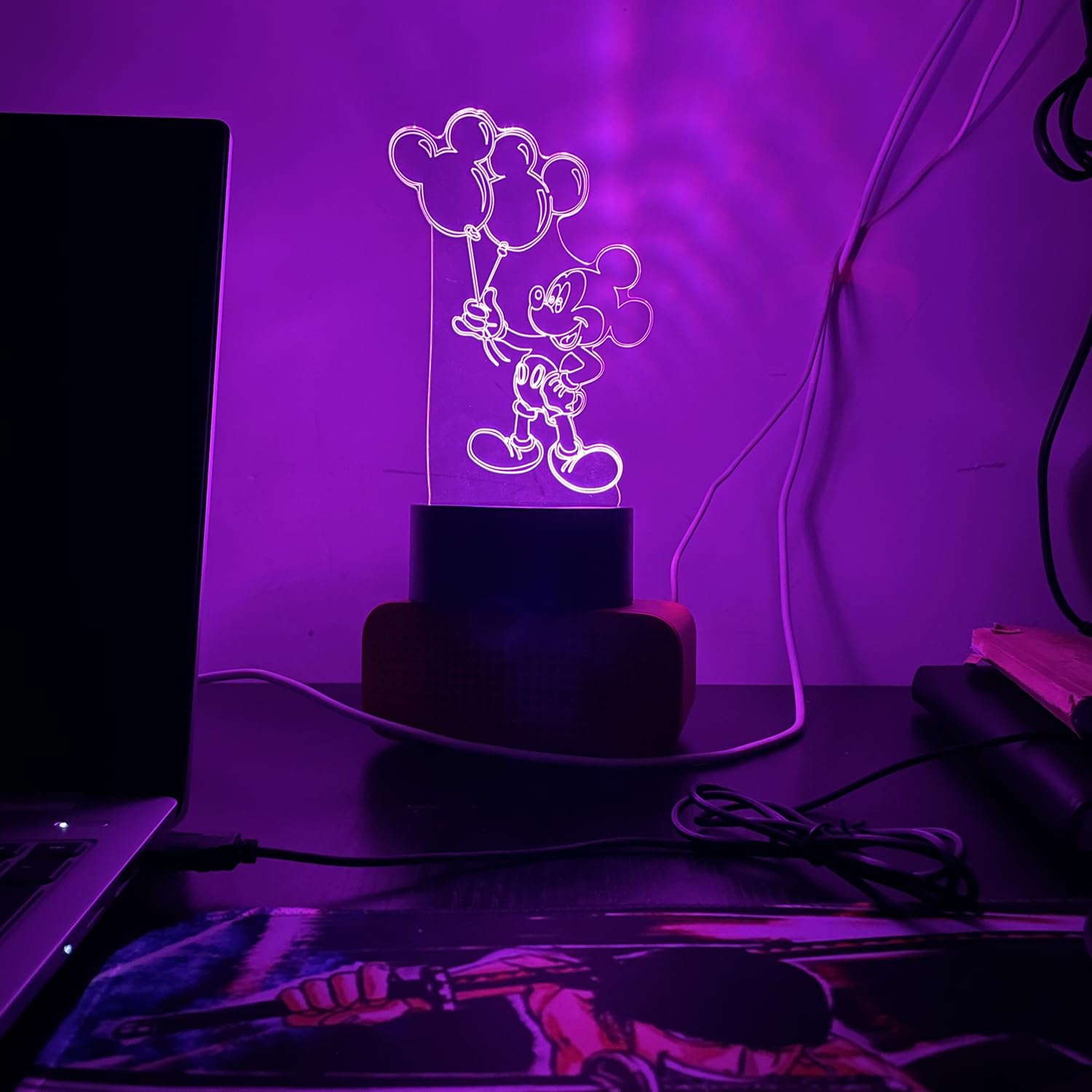 CUTIA Mickey Night Light, 3D LED Intelligent Remote Control Mouse