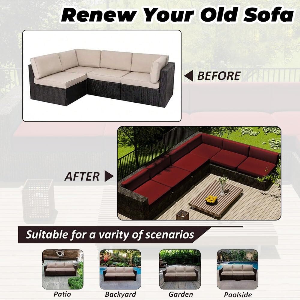 Juego de 2 Impermeable Exterior Funda de Cojín de Asiento de Sofá con Cremallera Fundas de Cojín para Exterior Funda de Fondo para Interior(Sage,65x65x10cm)