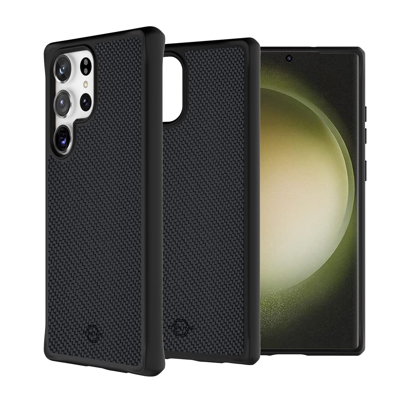 ITSKINS Ballistic R // Nylon Protective Phone Case for Samsung Galaxy S23 Ultra, Lightweight, Non-Slip Heavy Duty Shockproof Cover Military Phone Case - Black