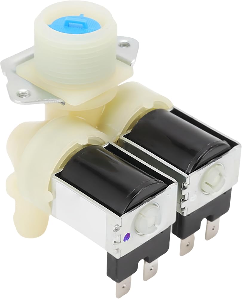 Électrovanne pour machine à laver AC220 V-240 V eau normalement fermée vanne d'entrée d'eau de rechange valve magnétique double tête pour machine à laver