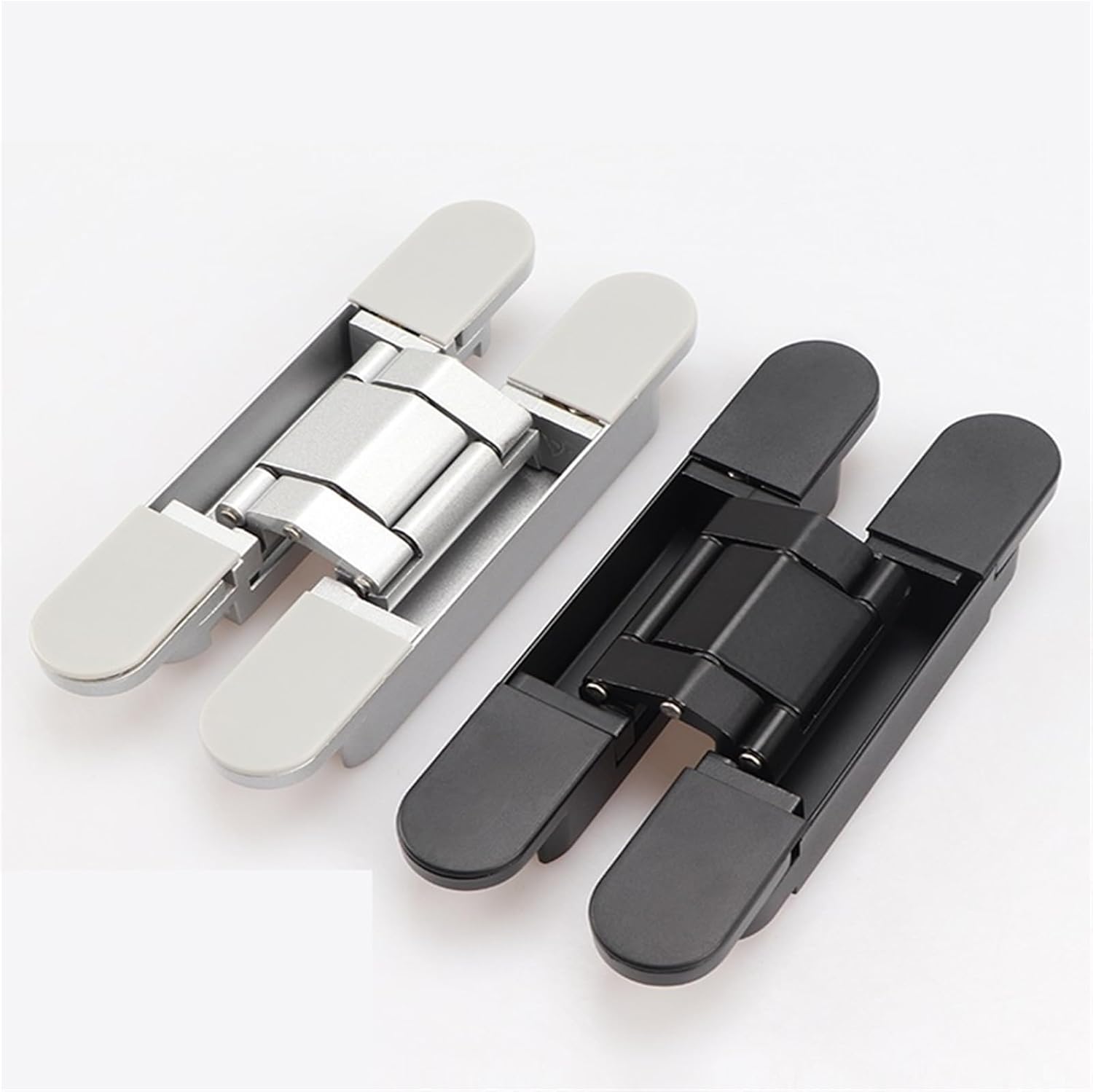 Invisible Door Hinges 2 Pcs Invisible Door Hinge 3D Adjustable Wooden Door Hidden Hinge Folding Door Hidden Door Cross Hinge Hidden Hinge for Door(Silver,Small)