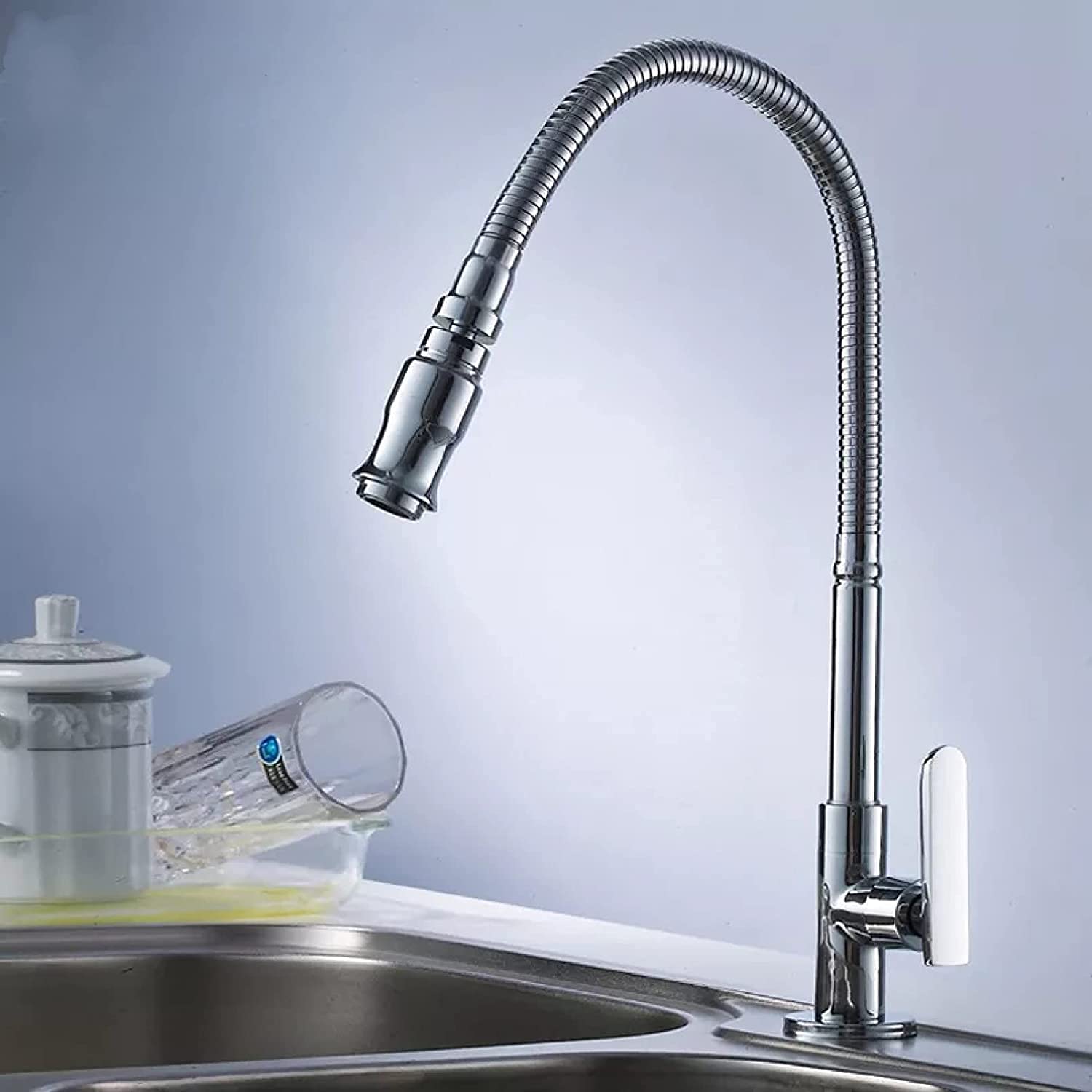 Robinet de cuisine rotatif eau froide avec filtre d'appoint pour évier balcon