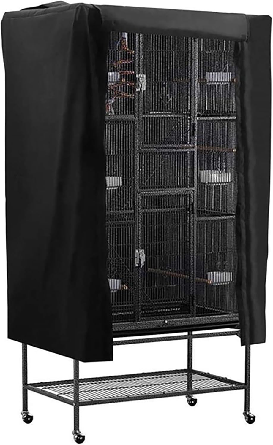 Bird Cage Covers for Night Universal Birdcage Covers Pet Parrot 210D Polyester Durable Washable Breathable for Parakeets Macaw Lovebirds Square Cages Accessories - 41″x27″x48″ (Black)