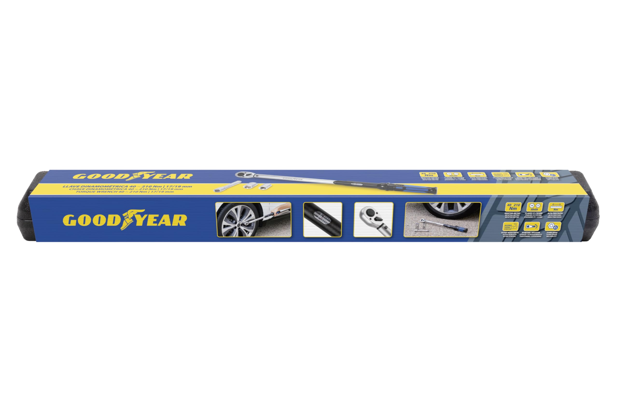 Goodyear Chiave dinamometrica 40~120 NM con adattatori da 17 mm / 19 mm. Chiave ad Alta precisione Ultra Resistente. Massima affidabilità Garantita.