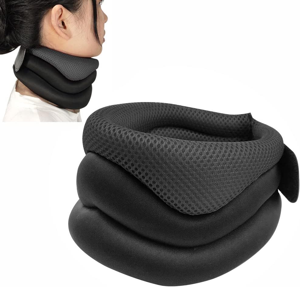 Neck Brace for Neck uncomfortable and Support, Foam Cervical Collar for Sleeping, Vertebral Whiplash Wrap Alignment and Stabilize, Neck Support Brace for Pressure Relief for Women and Men (Black)