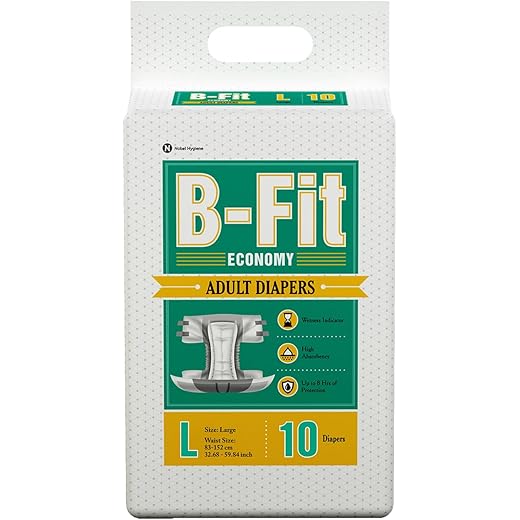 B-Fit Economy Adult Diapers Tape Style 10 Count Large 84