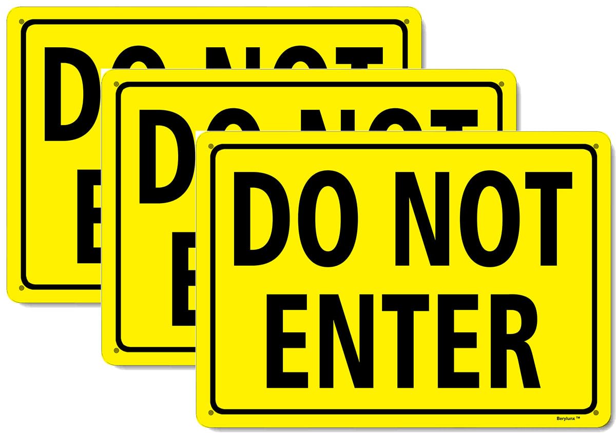 3 Pack 12"x8" Do Not Enter Yellow Background Black Rust Free Aluminum, Fade Resistant Metal Signs for Business for Home for Door Outdoor