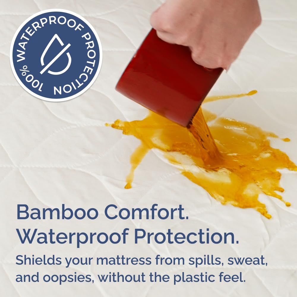 Protector de colchón de bambú tamaño King (78 x 80), funda de colchón de bambú impermeable de alta calidad con protección completa, estilo sábana bajera y bolsillos elásticos, silencioso, refrescante 2