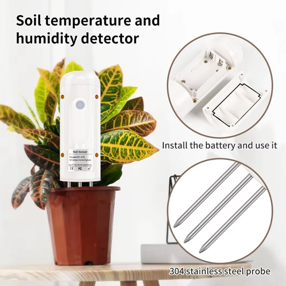 Detector de Humedad y Temperatura del Suelo Zigbee con Controlador de Riego, Comprobador Inteligente Inalámbrico, Sensor de Suelo y Medidor de Humedad.